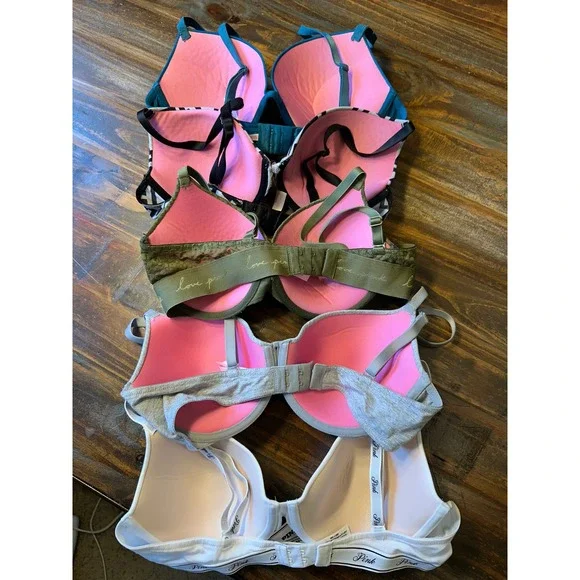 Victoria's Secret PINK Wear Everywhere Super Push Up & Tshirt Bra Lot 5pc 36C - Picture 2 of 14